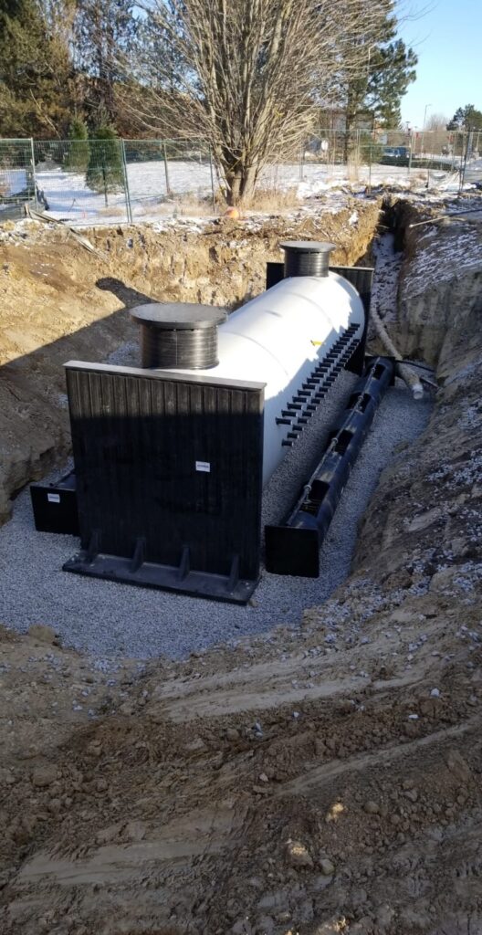 An installed geothermal vault that is ready to be buried.